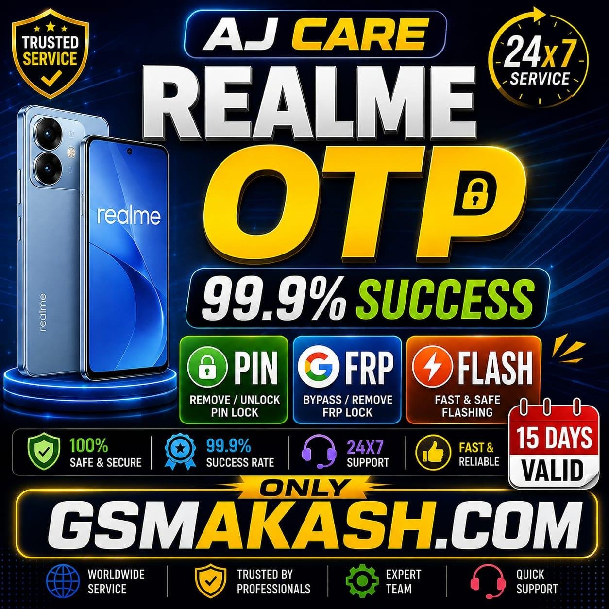 AJ CARE REALME OTP 99.9 SUCESS 24X7 15 DAYS VALID